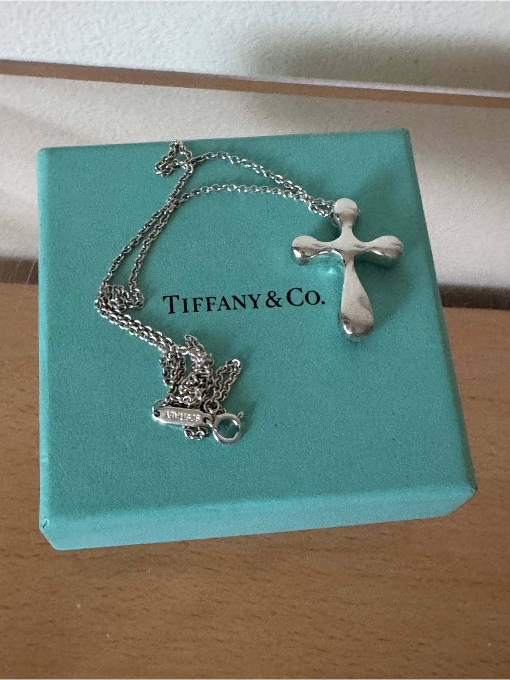 Tiffany & Co Elsa Peretti Sterling Silver Cross Necklace 925 Box Authentic